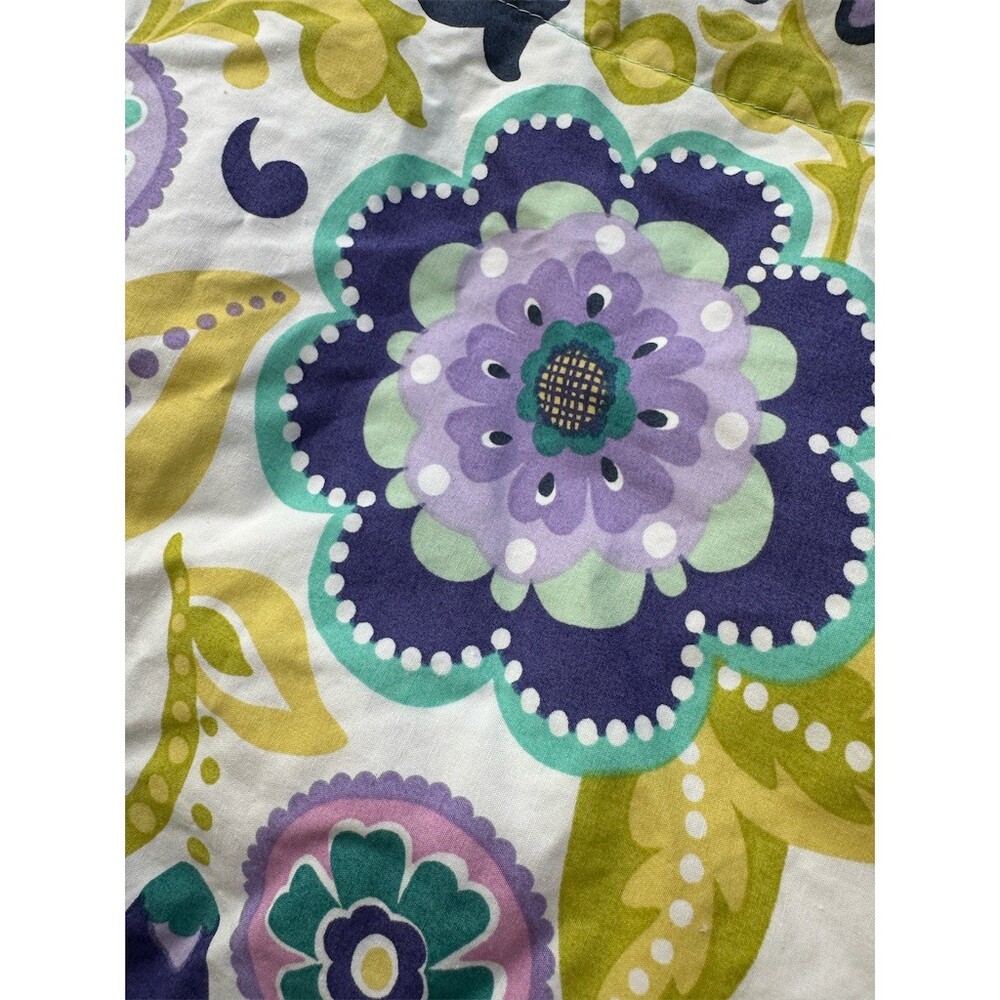 PBteen Pottery Barn Teen Sleeping Bag Teal Aqua Purple Floral Zip 32x75 - Picture 4 of 13